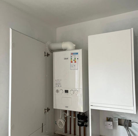Boiler with opened access panel