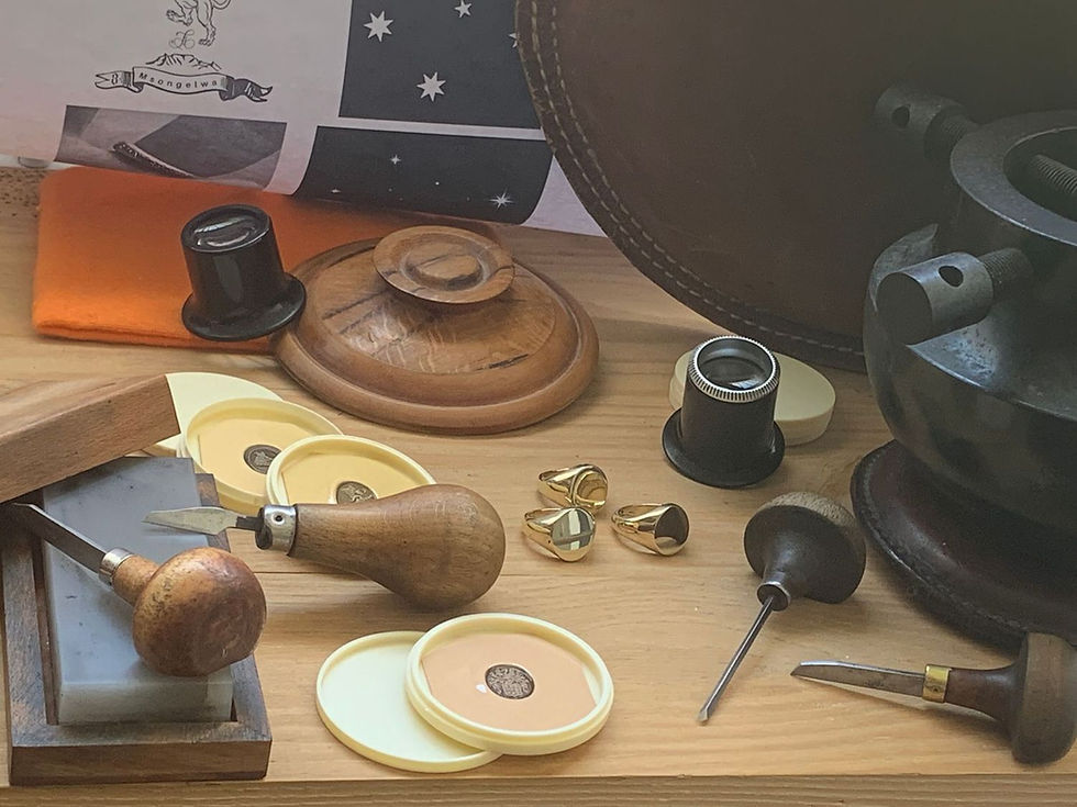 Thumbnail: 12mm x14mm Classic Oxford Oval Signet Ring, 18ct Gold: in workshop