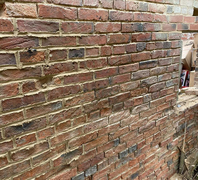 A wall being built