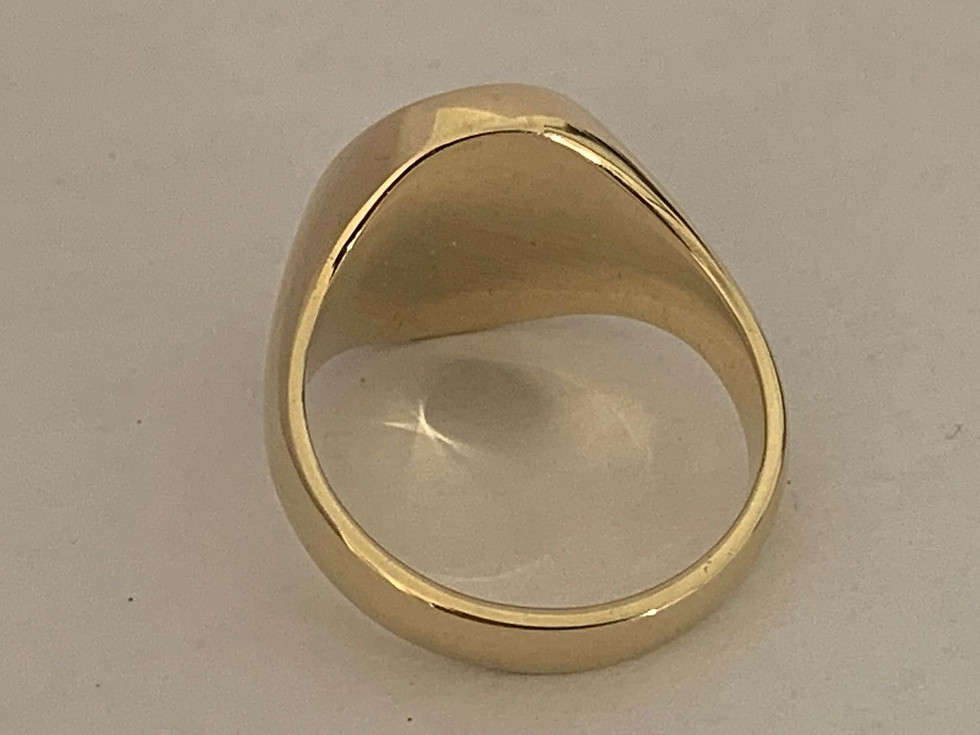 Thumbnail: Diamond set Mermaid crest signet ring in 9ct hallmarked gold: top view