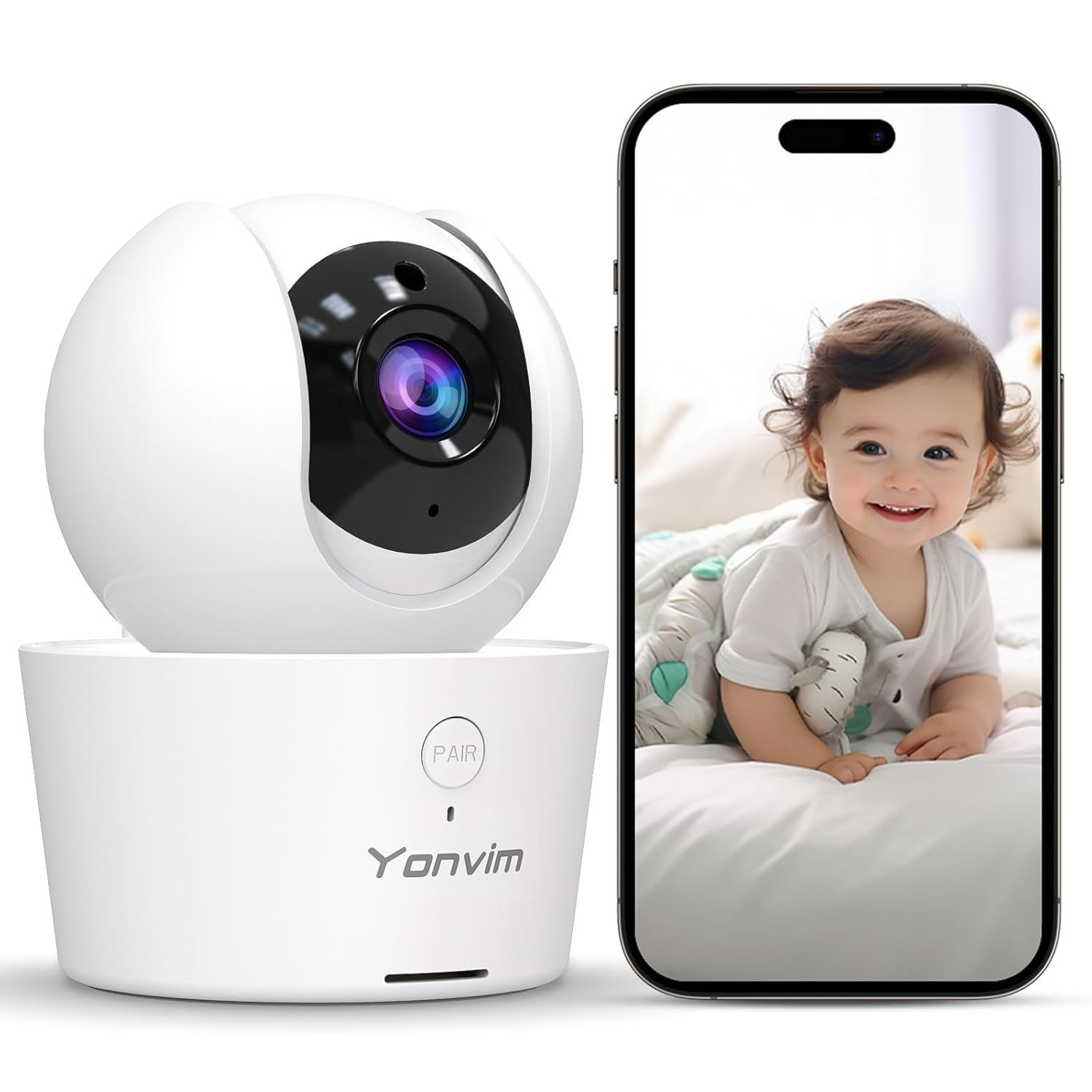 WiFi Baby Monitor 2K Camera with 30Hrs Battery Life Work with Alexa Record and V