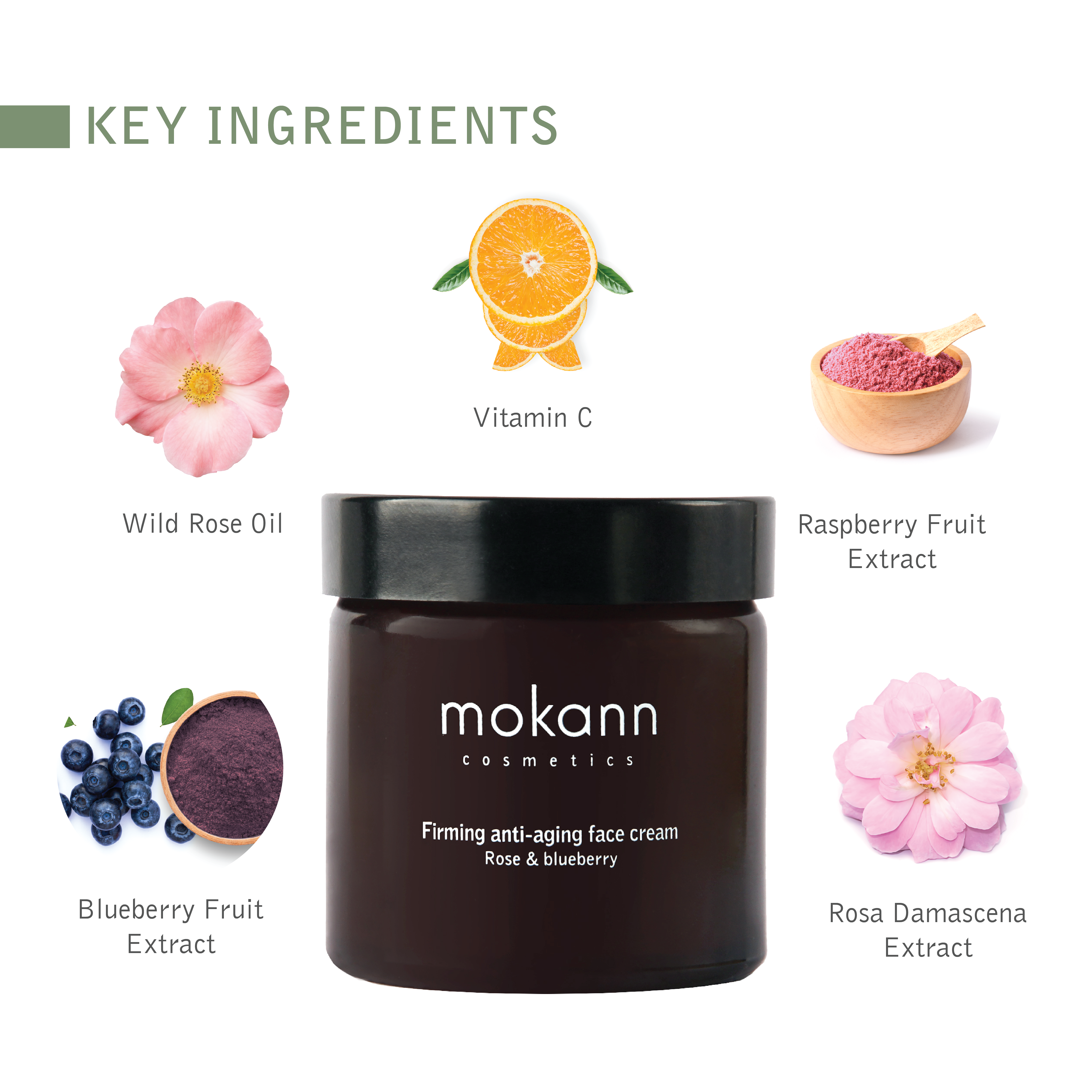 Firming Anti-Aging Face Cream Rose and Blueberry. Deeply Nourish, Moisturize and