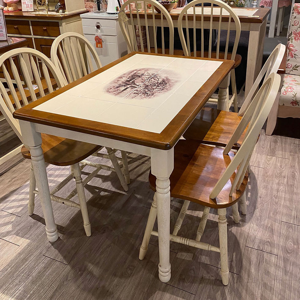 縮圖：CRV橡膠木磁磚大樹餐桌