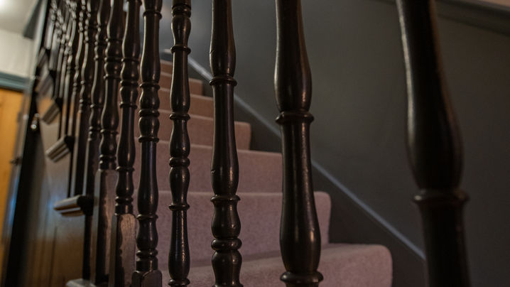 Close up of staircase railing