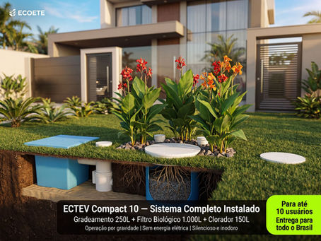 Ecoete Store, loja virtual especializada em estações compactas de tratamento de esgoto, oferecendo ETEs residenciais com pagamento facilitado, entrega para todo o Brasil e soluções sustentáveis de saneamento ambiental.
