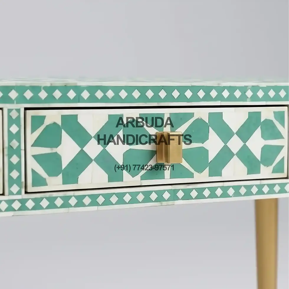 Thumbnail: Blue Geometric Bone Inlay Console Table