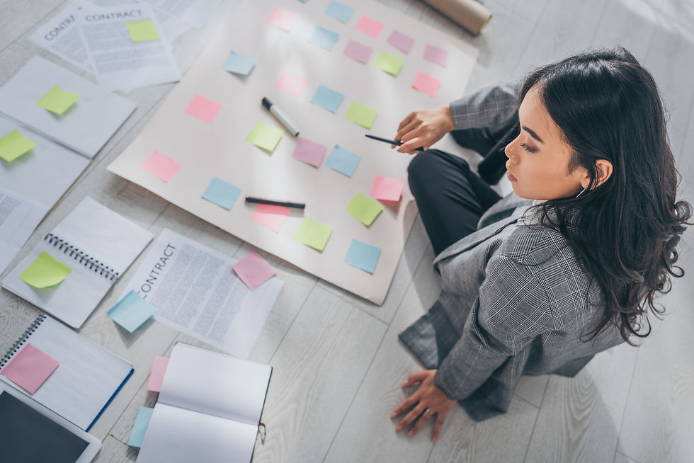 Woman reviewing documents