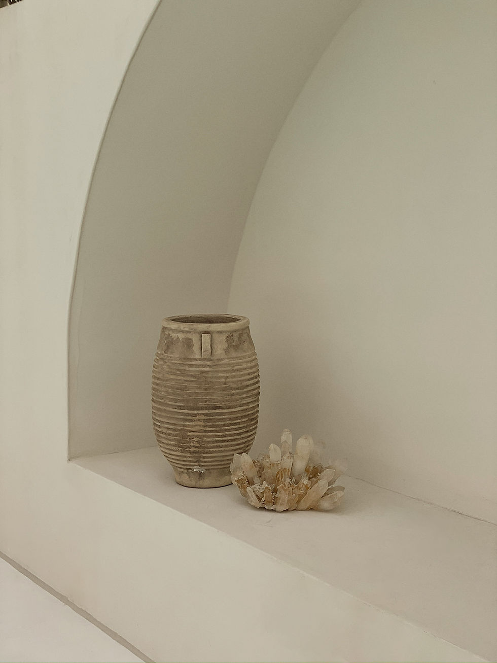 Decorative stone vase and coral