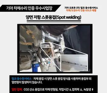 기아오토큐 밀코동수원서비스 차체수리인증 우수사업장 양면 저항 스폿용접기