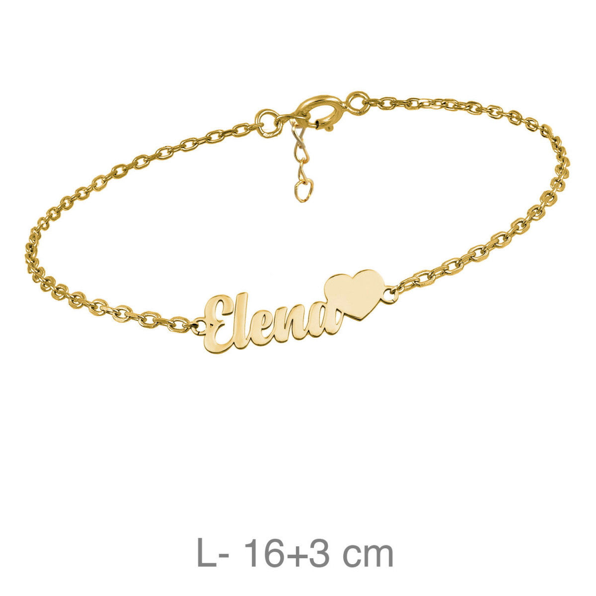 PULSERA PLATA DORADA + CORAZÓN NOMBRE PERSONALIZADO
