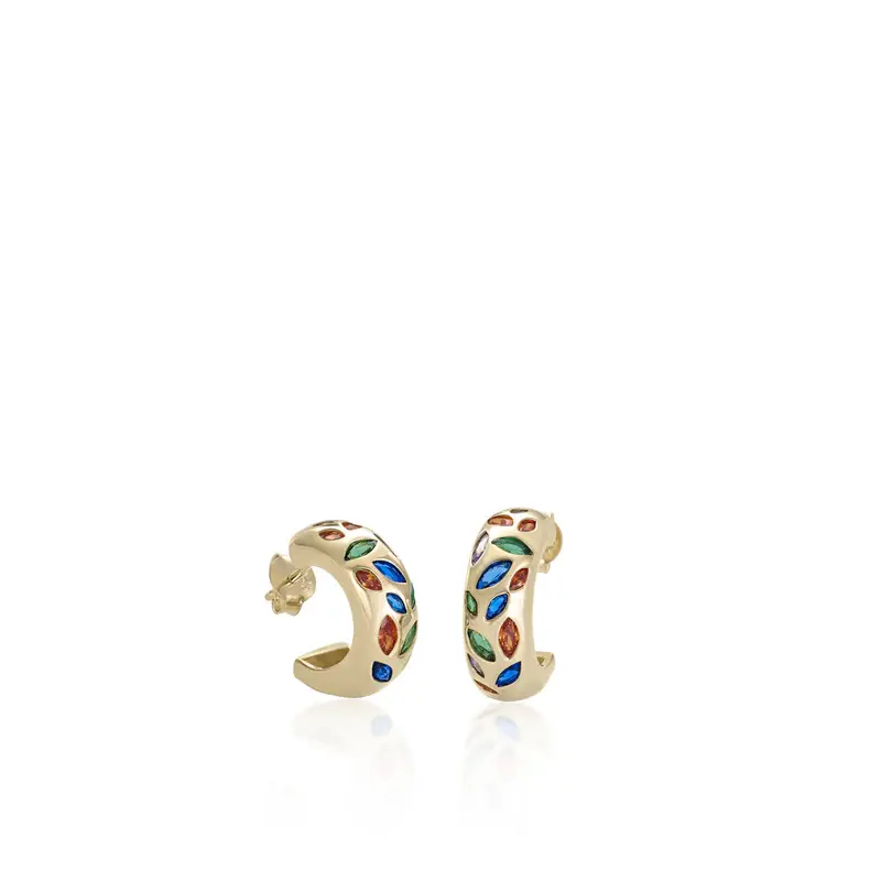 Pendientes aro diseño mosaico multicolor