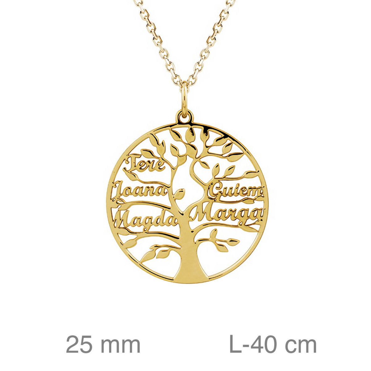 COLLAR PLATA DORADA ÁRBOL DE LA VIDA PERSONALIZADO