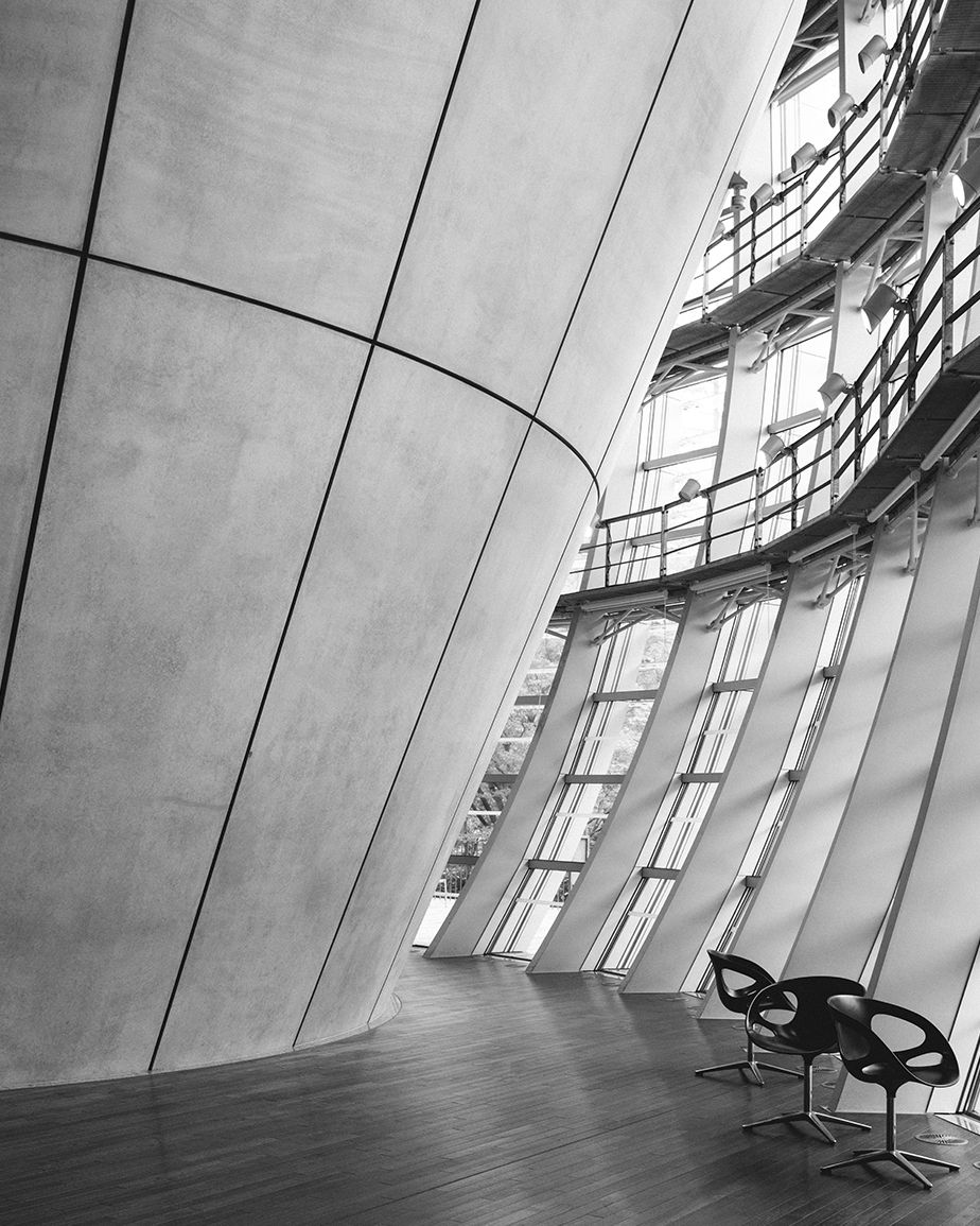 black and white interior building urban photography