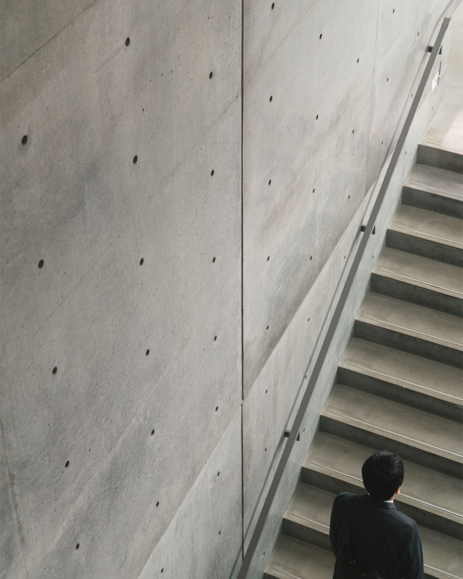 urban photography decisive moment person on stairs