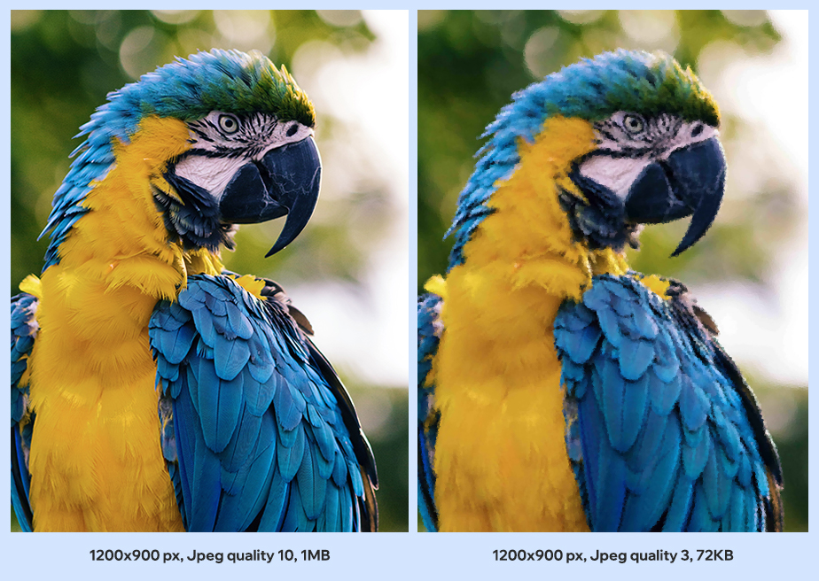 example of image optimization through JPEG compression