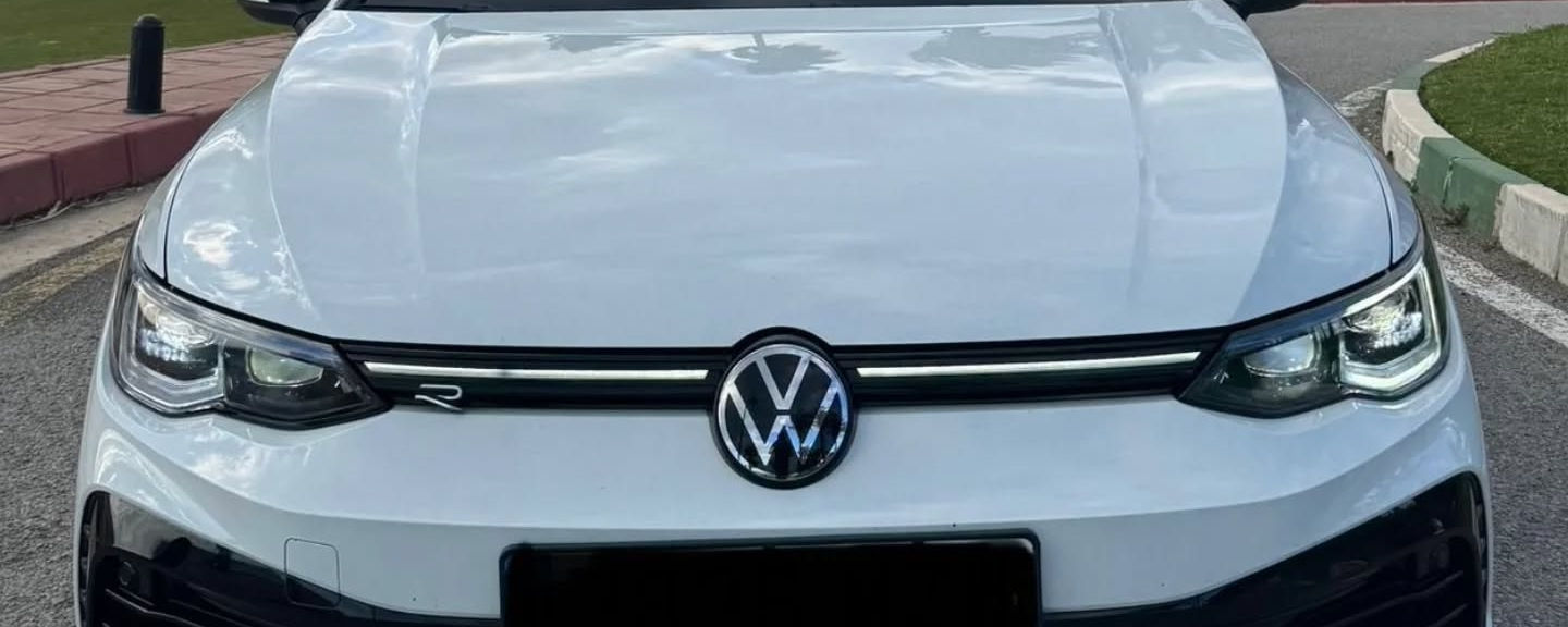 Front view of Volkswagen Golf R sporty performance car rental in Marbella