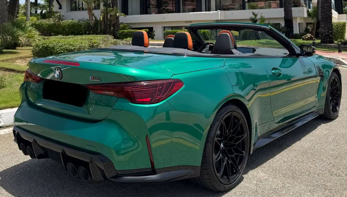 Rear three-quarter view of BMW M4 Competition Convertible in Marbella