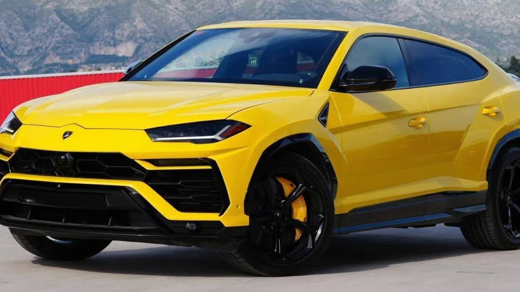 Front left side view of Lamborghini Urus luxury SUV available for rent in Marbella