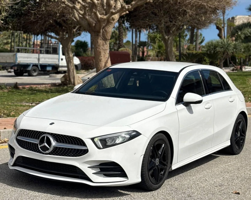 Front left side view of Mercedes-Benz A180 available for rent in Marbella