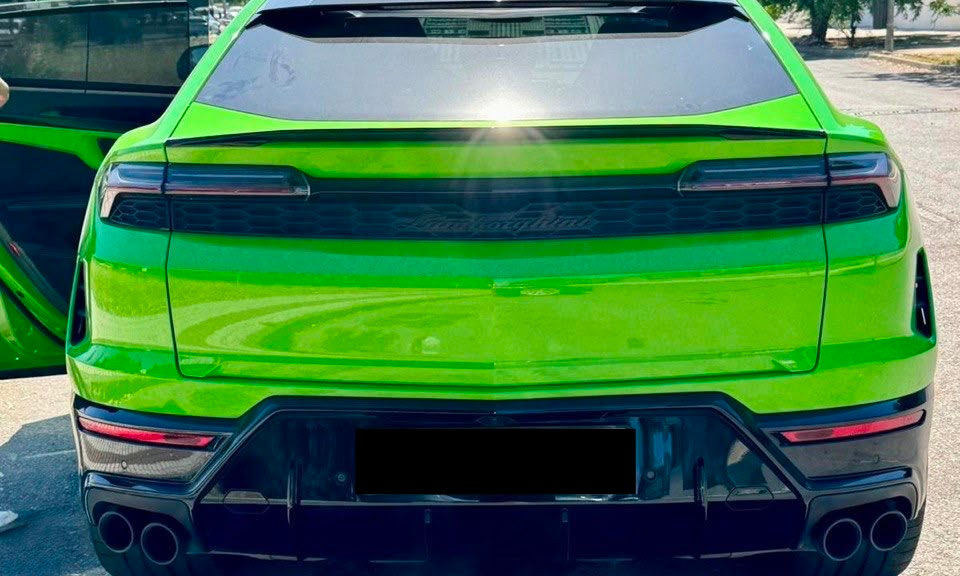 Rear view of the Lamborghini Urus SE rental in Marbella