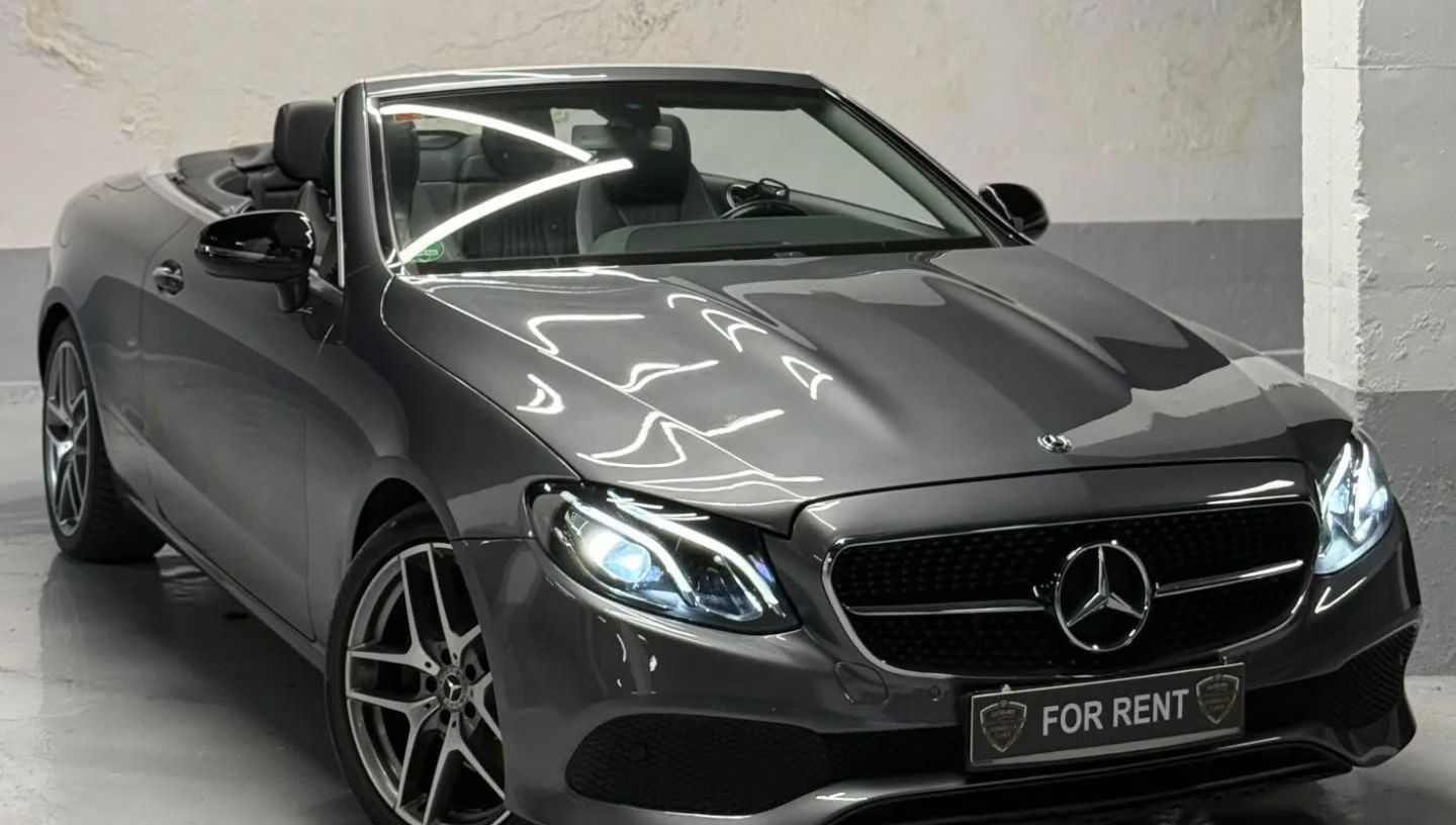 Front view of Mercedes E-Class Cabriolet available for rent in Marbella