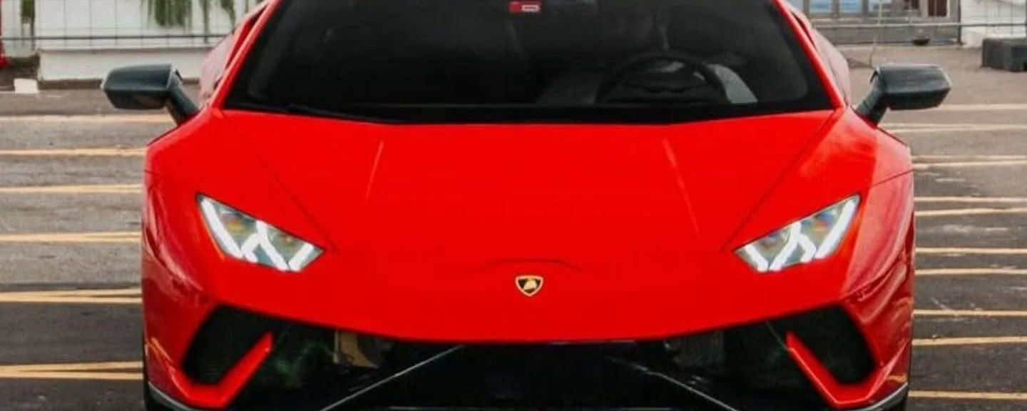 Front view of Lamborghini Huracán luxury supercar rental in Marbella