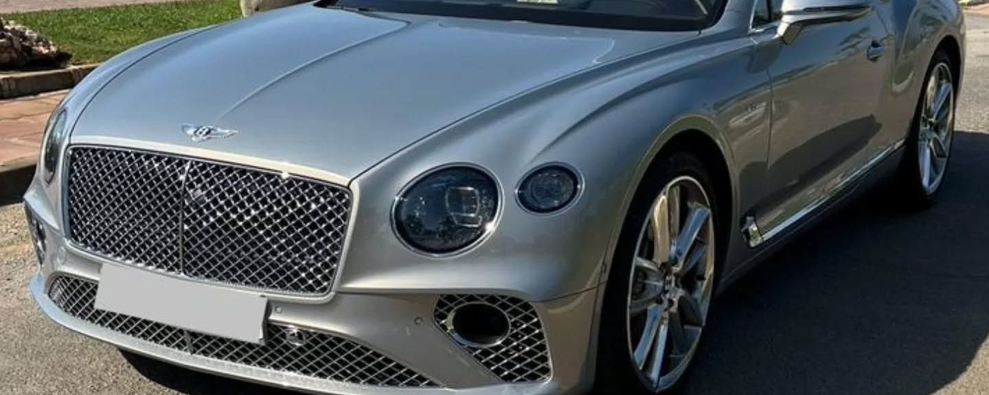 Front view of Bentley Continental GT luxury grand tourer available for rent in Marbella