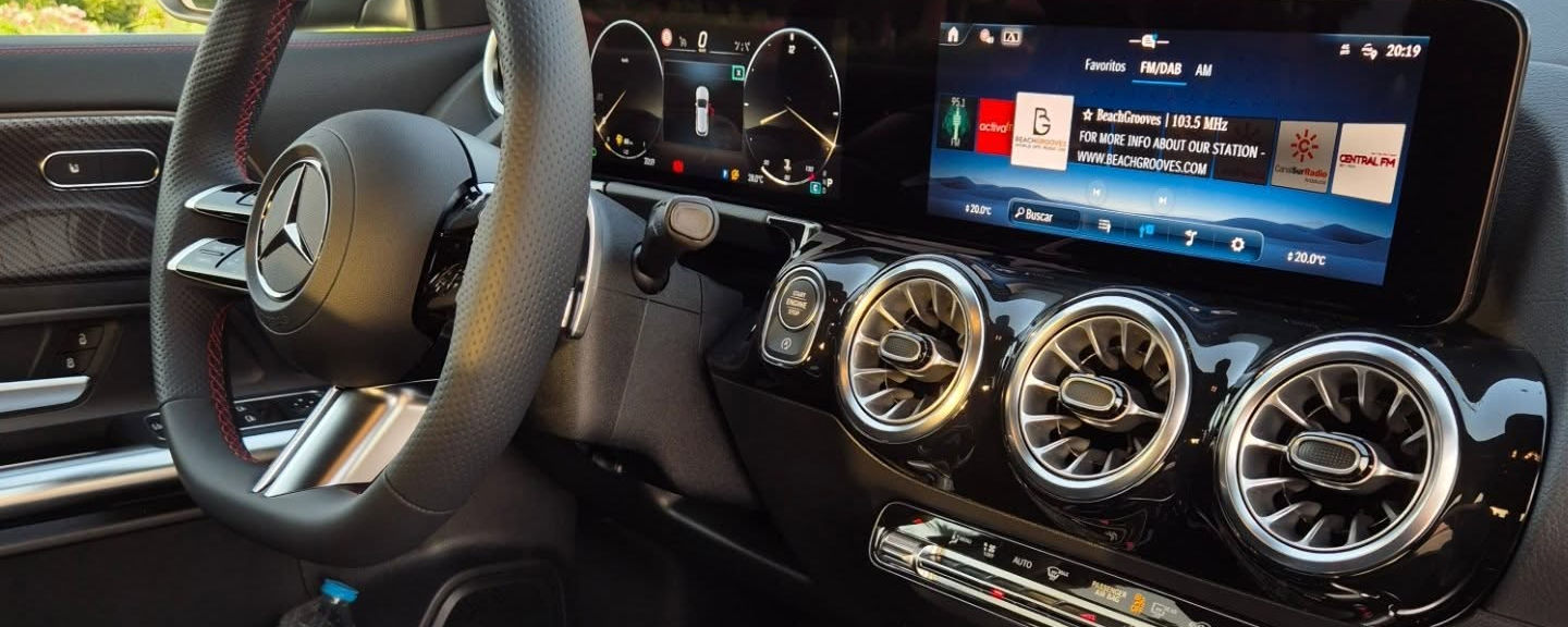 Mercedes-Benz GLA cockpit with digital displays and modern controls
