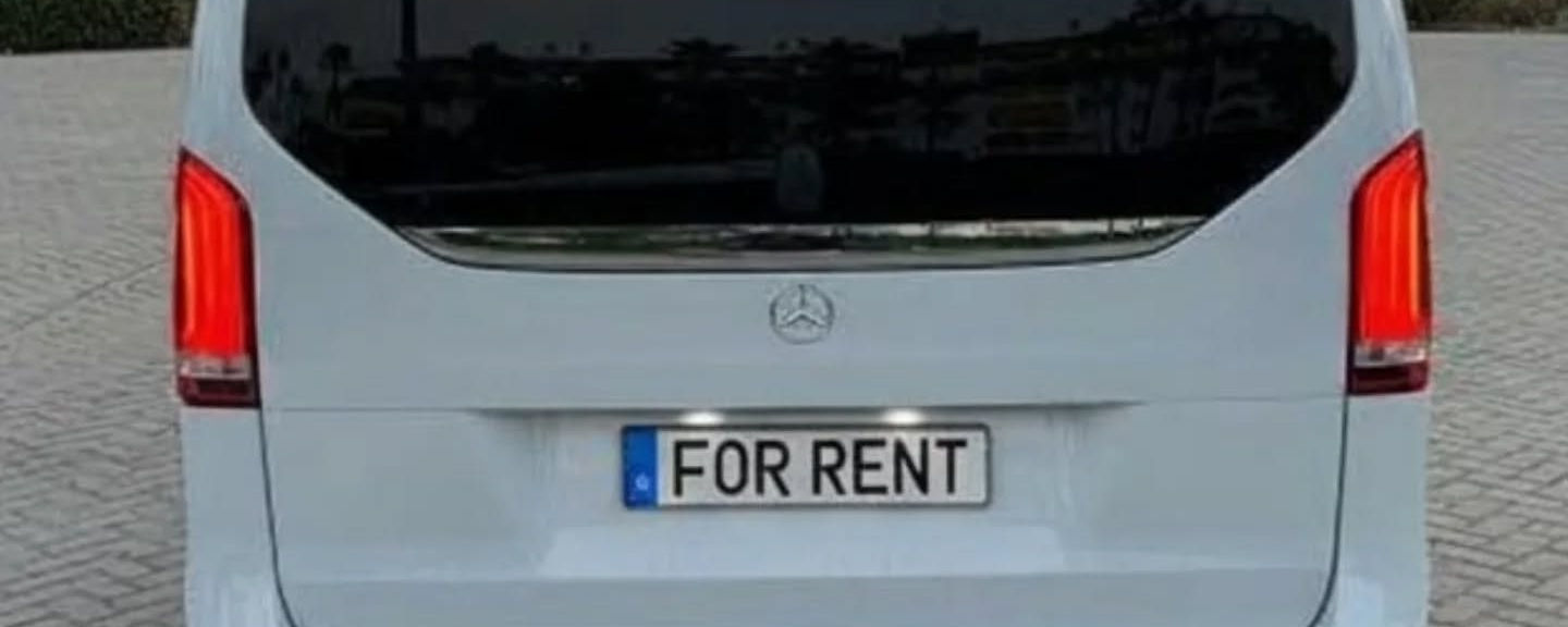 Rear view of Mercedes-Benz V-Class premium VIP van available for rent in Marbella
