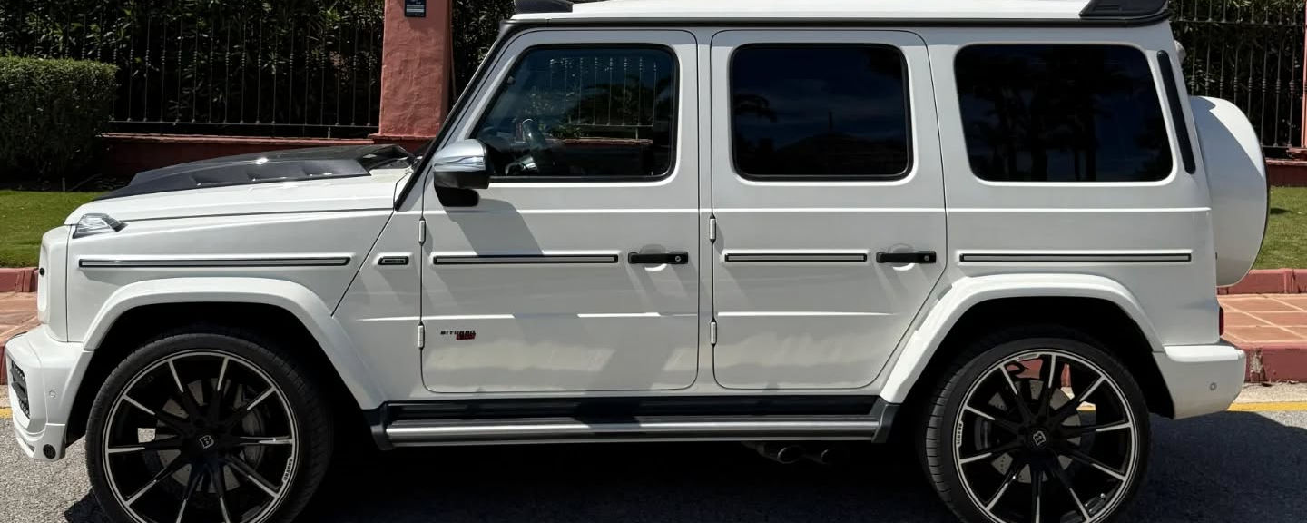 Side profile of Mercedes-AMG G800 premium SUV available for hire in Marbella