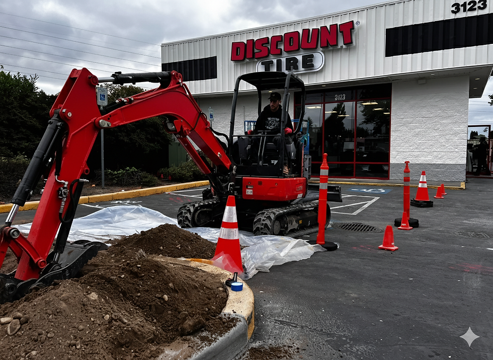 Excavation for existing water line