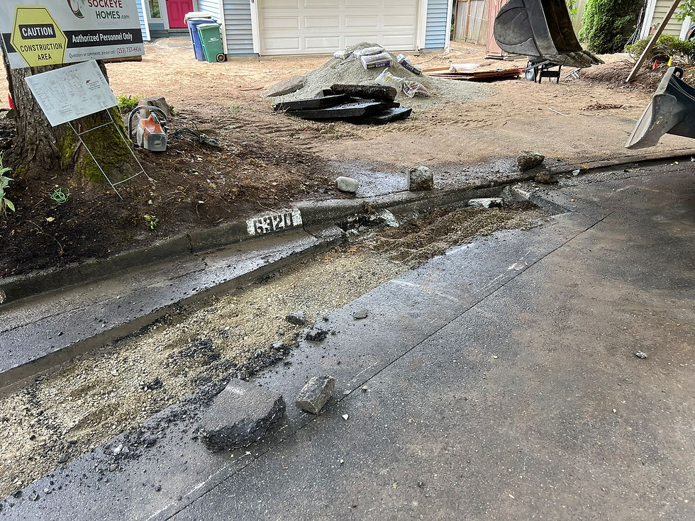 Saw cutting for proposed storm trench