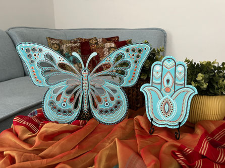 עיצוב יצירות בשיטת הנקודות - סט פרפר וחמסה