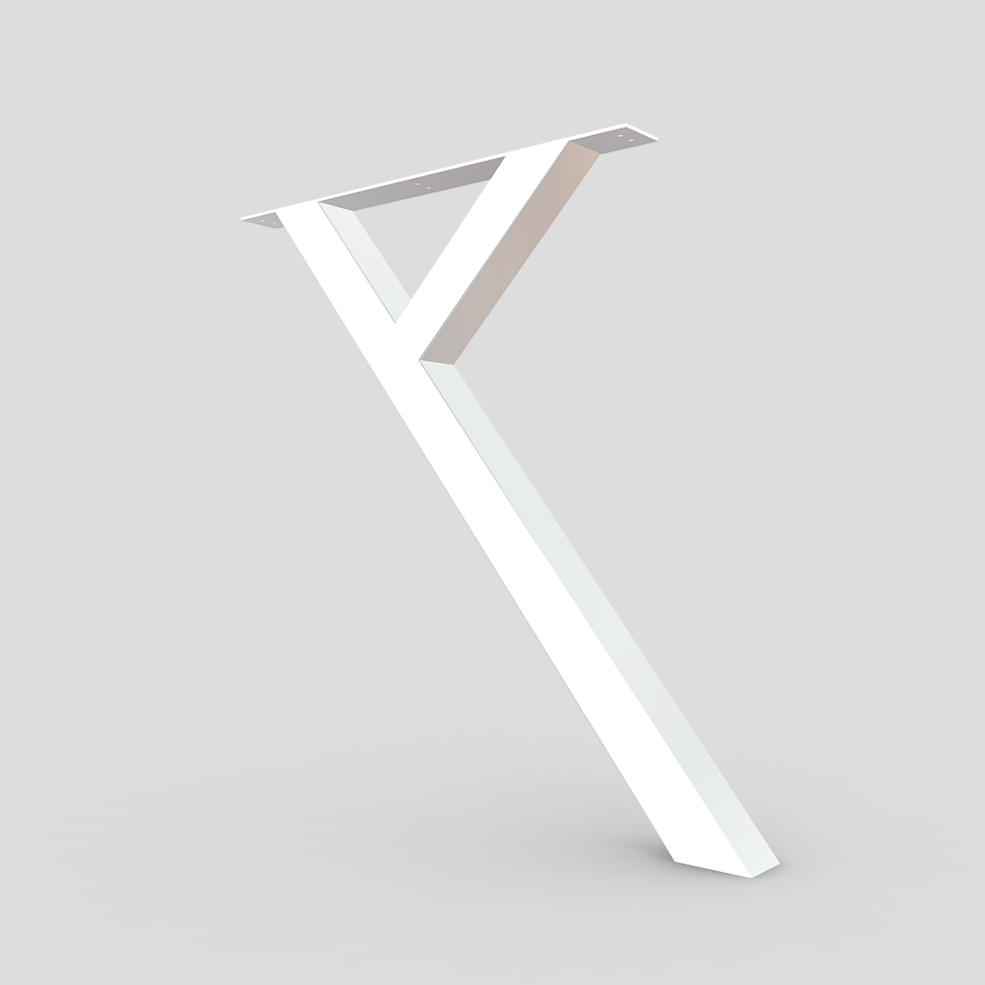 Biała metalowa noga stołu w stylu loft, model 0065, z profilu 40mm. na 40mm., prezentowana na jednolitym szarym tle.