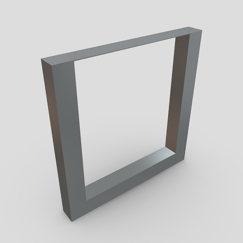 Miniatura: Szare metalowe nogi stołu w stylu loft, model 0042, z profilu 80mm. na 80mm., prezentowane na jednolitym szarym tle.