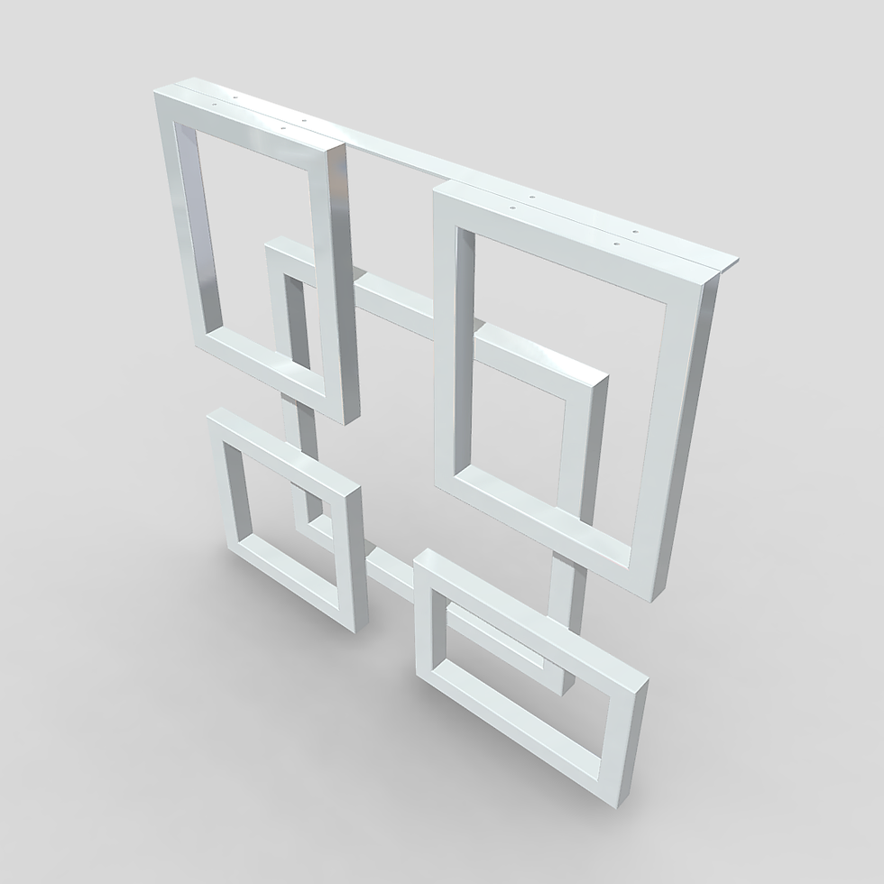 Miniatura: metalowe nogi do stołu w stylu loft, model 0003, z profilu 30mm. na 30mm., przedstawione na jednolitym, szarym tle.