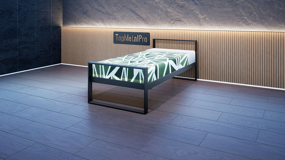 Miniatura: Minimalistyczne metalowe łóżko 0401 o szerokości 94 cm, trwałe i uniwersalne, idealne do nowoczesnych lub loftowych sypialń.