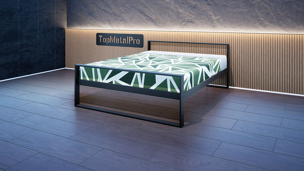Miniatura: Minimalistyczne metalowe łóżko 0401 o szerokości 164 cm, trwałe i uniwersalne, idealne do nowoczesnych lub loftowych sypialń.