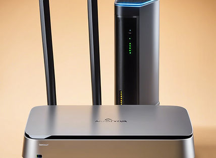 A router and antivruse security package next to each other.jpg