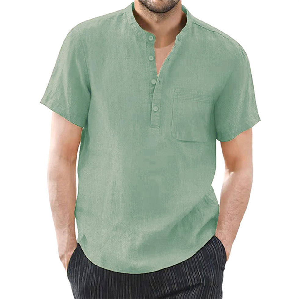 Thumbnail: Men's Short Sleeve T-Shirt Cotton and Linen Casual Men T-Shirts Solid Color