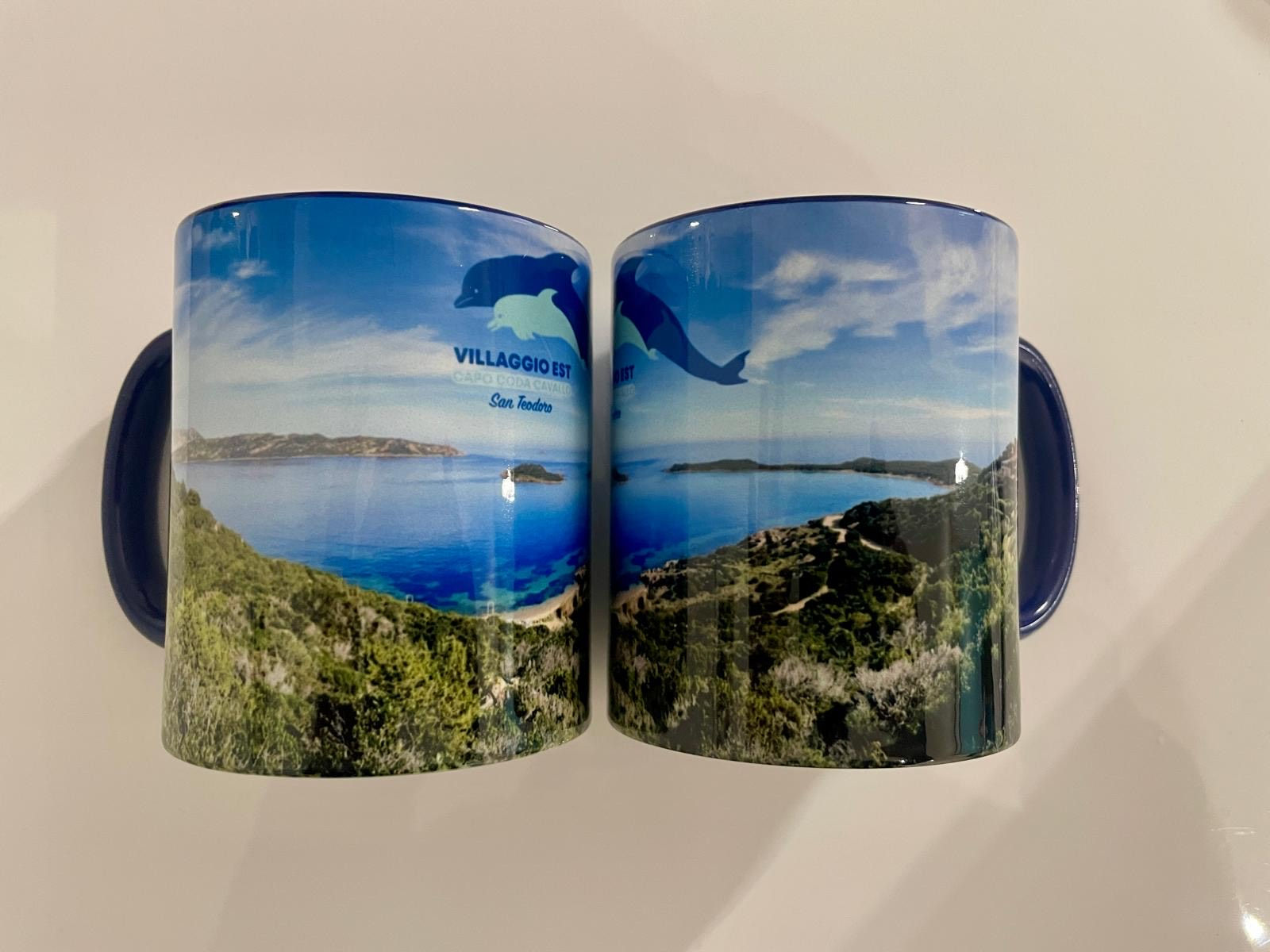 Mug con manico e interno blu con foto panorama