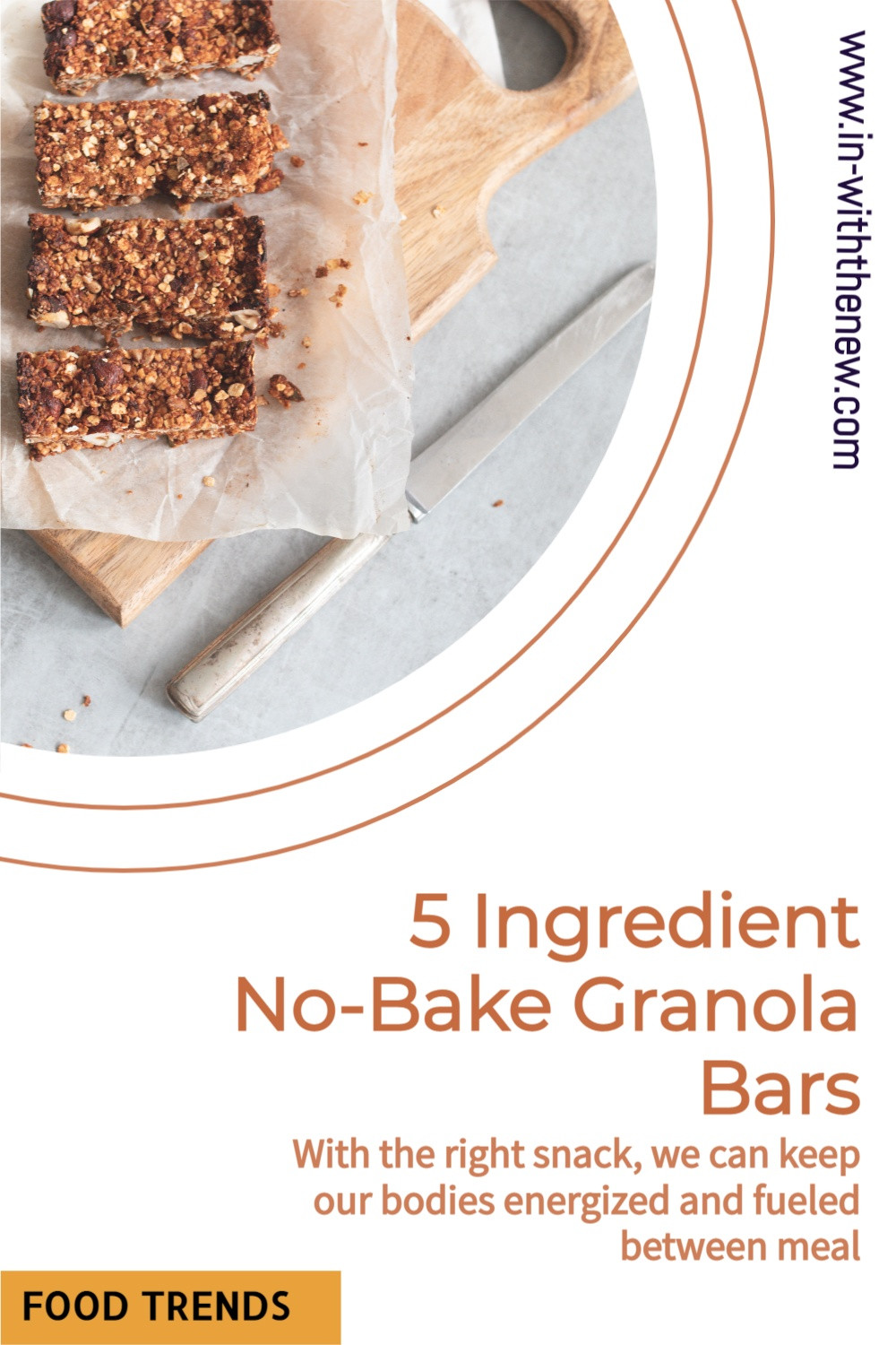 NO BAKE GRANOLA BAR -These no-bake granola bars contain only five ingredients, no added sugar, and are infinitely customizable!