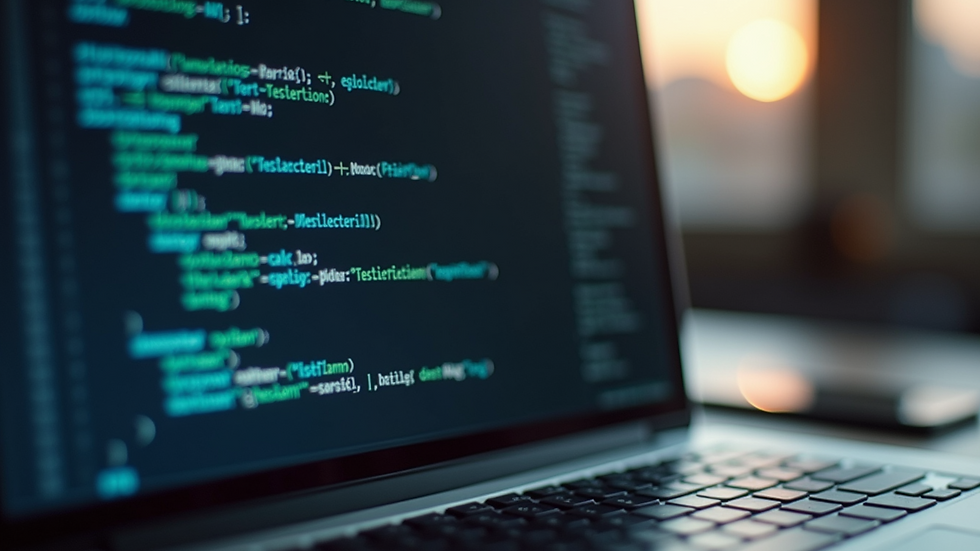 Close-up view of a laptop screen showing code with accessibility annotations