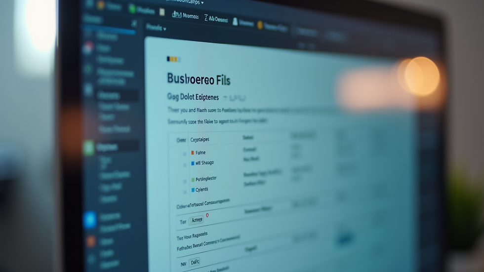 Close-up view of a computer screen showing an online business filing form
