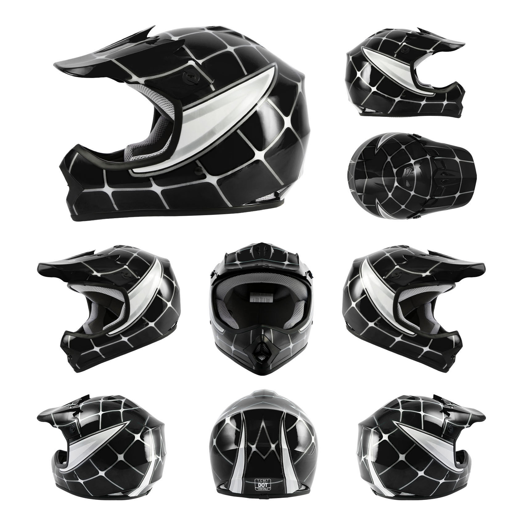 TCMT DOT Youth Child Kid Helmet For Street Dirt Bike Off Road ATV Motorcycle Bla