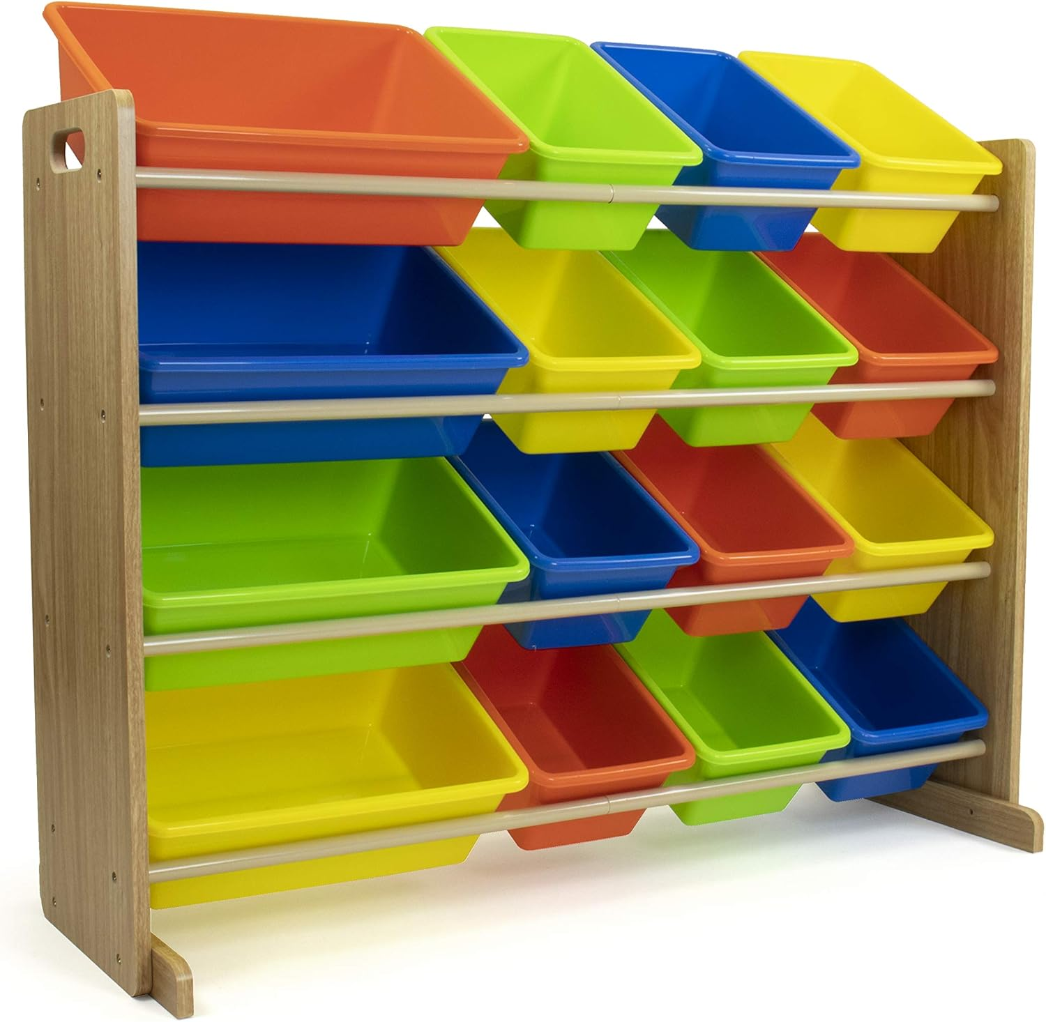 Supersized Toy Storage Organizer with 16 Removable Bins, Natural/Mixed Neon – La