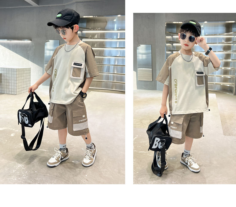 Thumbnail: Kids Clothing Sets For Boys Fashion Short Sleeve T Shirts Shorts 2pcs Tracksuits