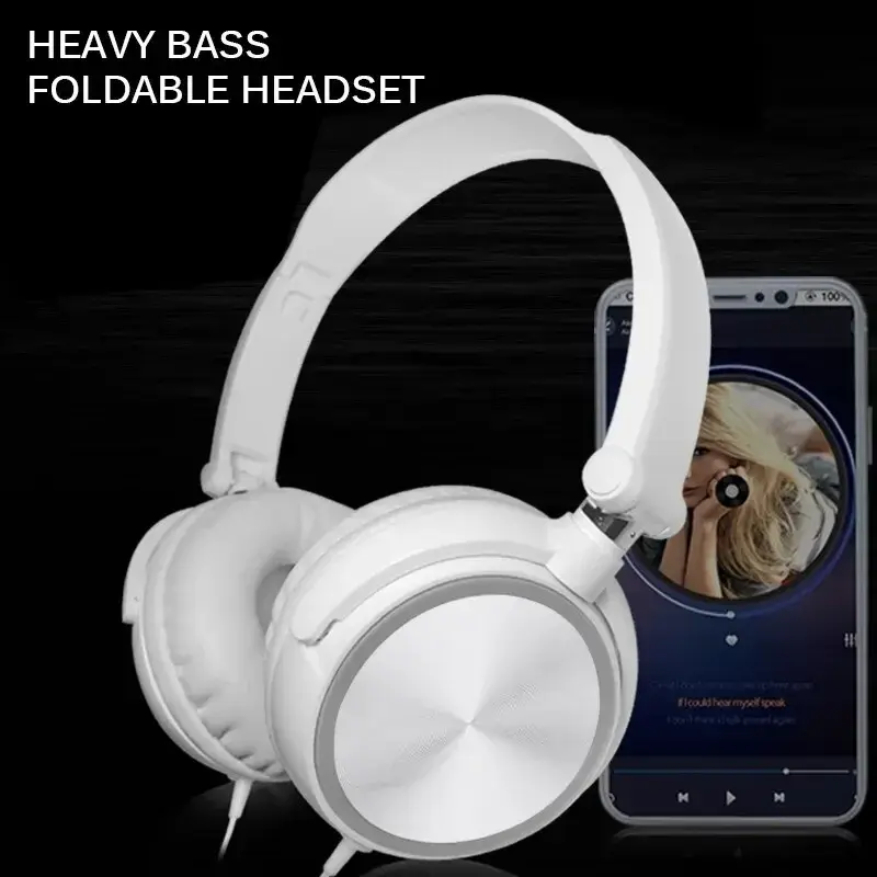 Wired Headphones 3 5mm Bass Stereo Foldable with Microphone Adjustable Headphone