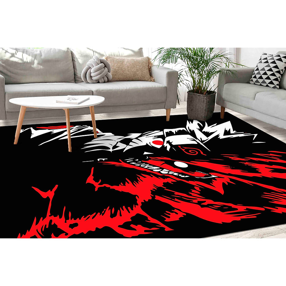Thumbnail: Printed Rug: Modern Manga Anime Design, Machine Washable, Black, Gift,Chenille R