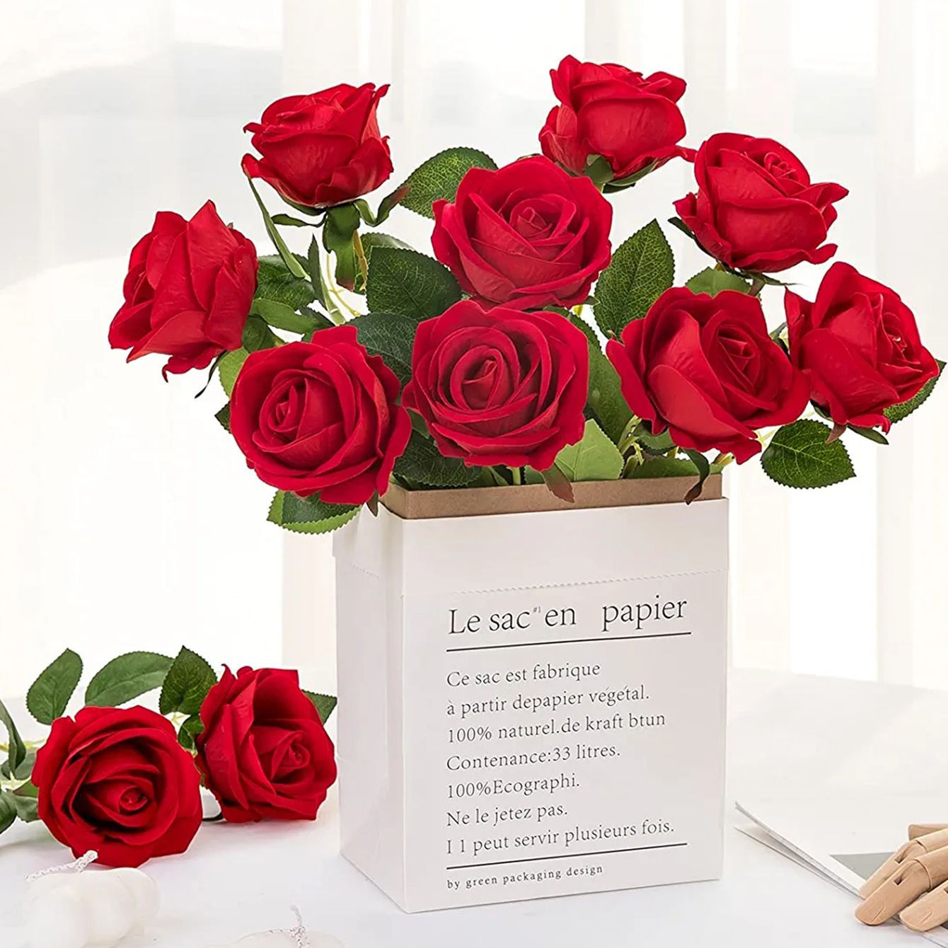 5/10pcs Artificial Flowers Silk Rose Hom Decor Wedding Bridal Bouquet Outdoor Ga